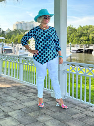 BLUE MEDALLION ASYMMETRICAL TOP LULU-B