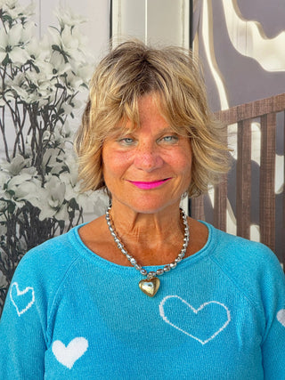 AQUA HEART CHENILLE SWEATER LULU-B