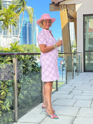 LULU B PINK CHIC HALF ZIPPER SHORT SLEEVE DRESS LULU-B