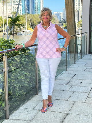 LULU B PINK CHIC SLEEVELESS RUFFLE TOP LULU-B