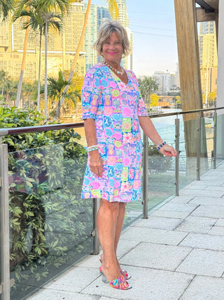 SANDY BEACH COLOR ELBOW DRESS LULU-B