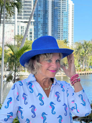 LULU B SHORELINE CHARM 3/4 SLEEVE V-NECK COLLAR SHIRT LULU-B