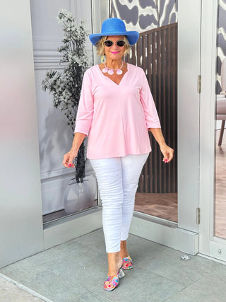 LULU-B CLEAR PINK TAILORED V TOP LULU-B