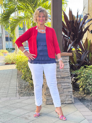 LULU-B CRIMSON RED PEYTON SHRUG LULU-B