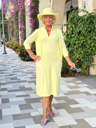 LULU-B SOLID SUNSHINE HALF ZIPPER MIDI LULU-B