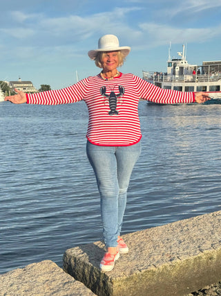 RED STRIPED LOBSTER SWEATER Cathys Place