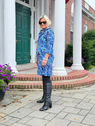 LULU-B SIZZLE BLUE RUFFLE SLEEVE DRESS LULU-B