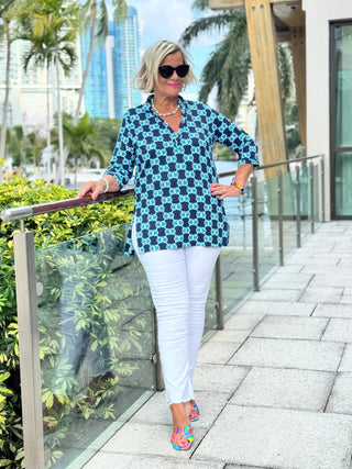BLUE MEDALLION TUNIC LULU-B
