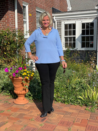 LULU-B SOLID LIGHT PERRI RUFFLE TOP LULU-B