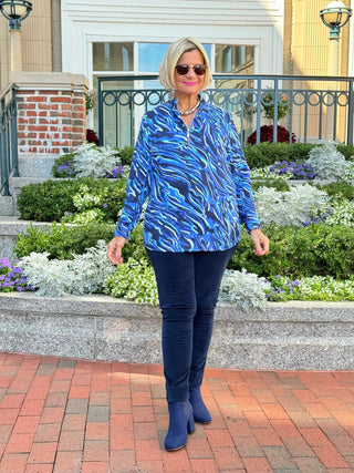 LULU-B SIZZLE BLUE HALF ZIPPER TOP LULU-B