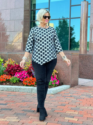 LULU-B BLACK & SILVER METALIC ASYMMETRIC TOP LULU-B