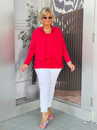 LULU-B CRIMSON RED LINEN JACKET LULU-B