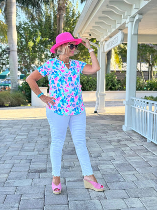 PINK PETALS SHORT SLEEVE TOP LULU-B