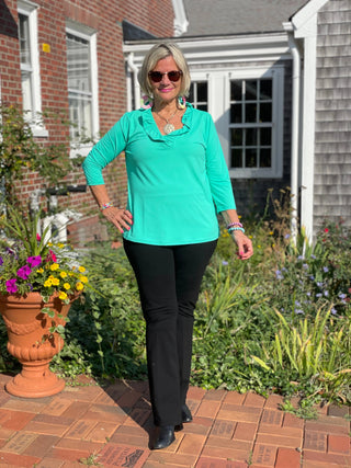 LULU-B SOLID MINT RUFFLE TOP LULU-B