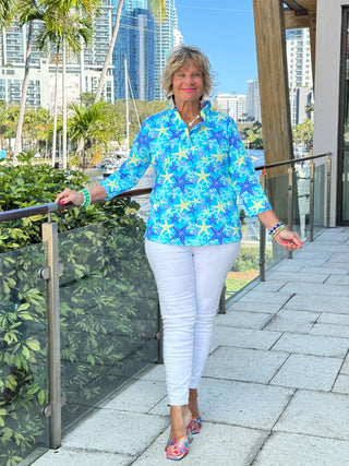 LULU B STARFISH SPLASH RUFFLE TOP LULU-B