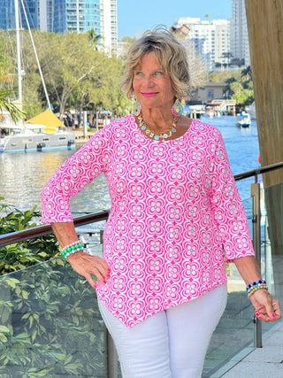 LULU B TROPIC PETALS ASYMMETRIC TOP LULU-B