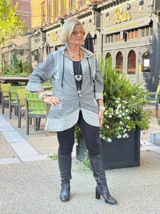 Hoodie Tunic with Contrast Bind Cathys Place