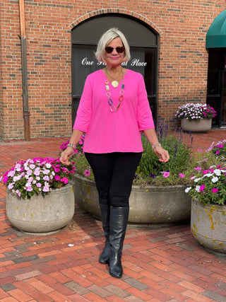 LULU-B HOT PINK TAILORED SLEEVE TOP LULU-B