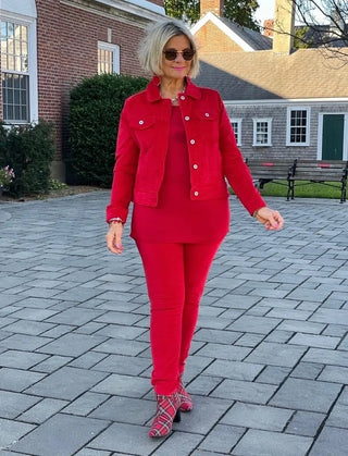 LULU-B RED VELOUR PANTS LULU-B