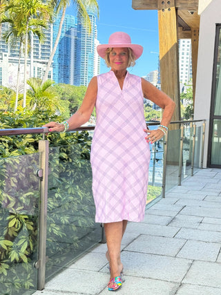 LULU B PINK CHIC MIDI SLEEVELESS 1/4 ZIP MAXI DRESS LULU-B