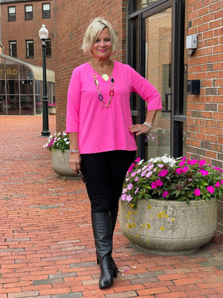 LULU-B HOT PINK TAILORED SLEEVE TOP LULU-B