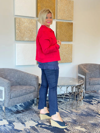 KEY WEST RED LINEN JACKET LULU-B