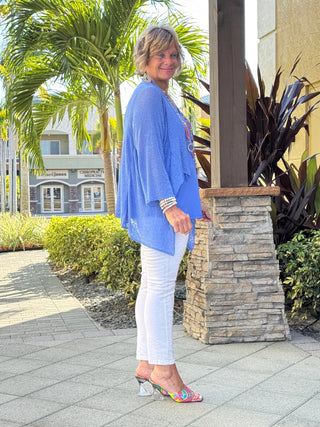 LULU-B MESH BLUE RUFFLE WRAP LULU-B