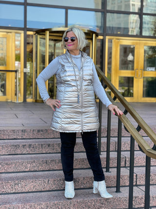 SILVER METALLIC PUFFER VEST LULU-B