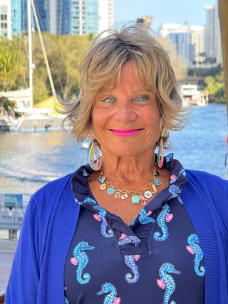 LULU B MIDNIGHT REEF SLEEVELESS RUFFLE TOP LULU-B