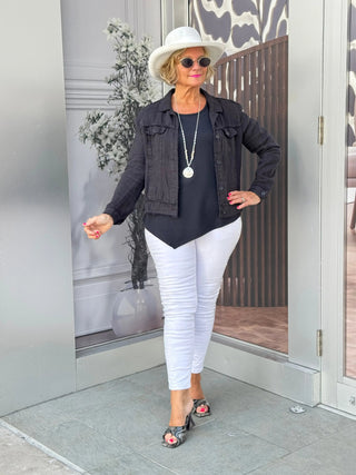 KEY WEST BLACK LINEN JACKET LULU-B