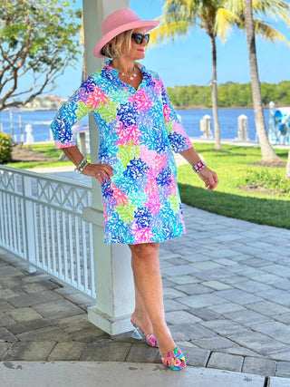 SALINA REEF RUFFLE NECK DRESS LULU-B