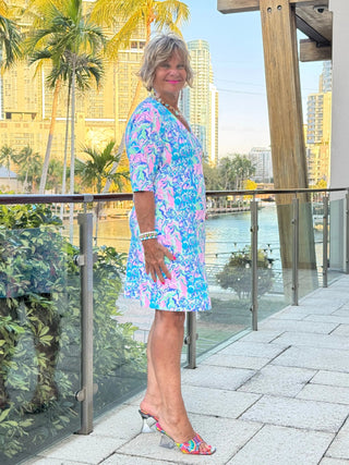 SPLASH OF PINK  ELBOW DRESS LULU-B