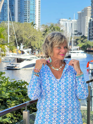 LULU B COASTAL BLOOM ZIPPER TOP LULU-B