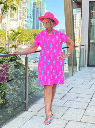 LULU B SEAHORSE BAY HALF ZIPPER SHORT SLEEVE DRESS LULU-B