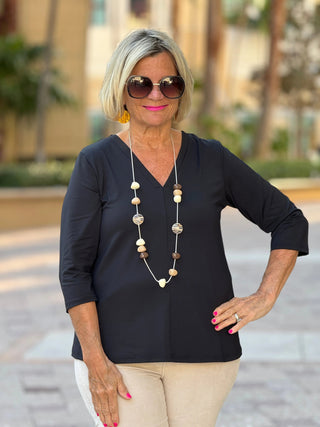 LULU-B BLACK SLEEVE TAILORED V LULU-B