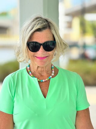 CLEAR LIME SHORT SLEEVE TOP LULU-B
