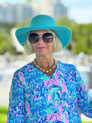 SPLASH OF PINK  V NECK TOP LULU-B