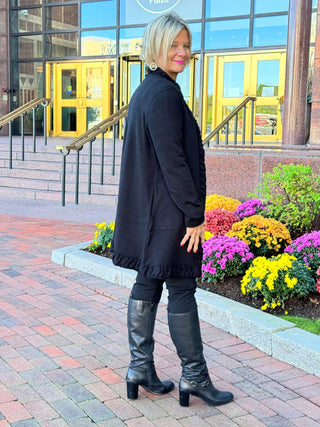 LULU-B ROUGED BLACK CARDIGAN LULU-B