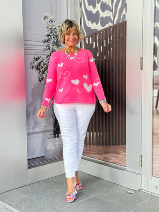 HOT PINK HEART SWEATER LULU-B