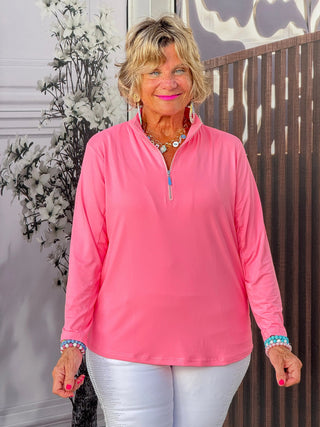 CORAL ZIPPER TOP - Cathys Place