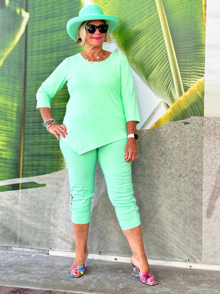 CLEAR LIME ASYMMETRIC TOP LULU-B