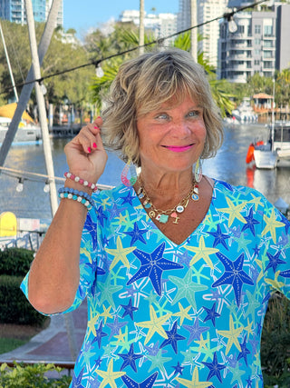 LULU B STARFISH SPLASH ELBOW SLEEVE DRESS LULU-B