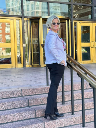 LULU-B CITY LIMIT BRIGHT PERI FRINGE JACKET LULU-B