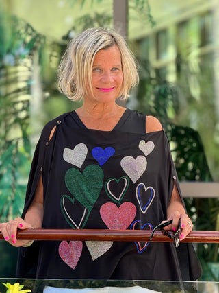 SWAROVSKI CRYSTAL BLACK HEART TOP KOKOMO