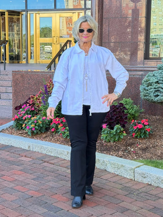 Crystal Zipper Cardigan with Collar White Cathys Place