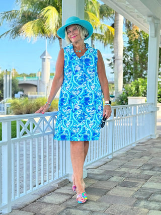BLUE DREAMING HEARTS RUFFLE DRESS LULU-B
