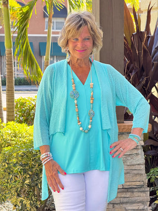 AQUA MESH RUFFLE WRAP LULU-B