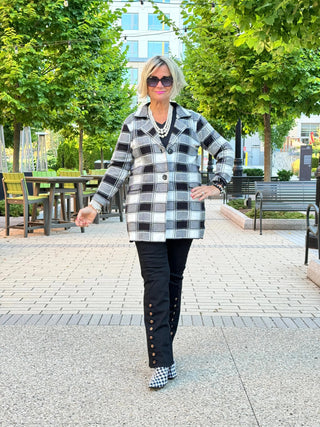 Ethyl Luxe Check Knit Jacket - Trooper ETHYL JEANS