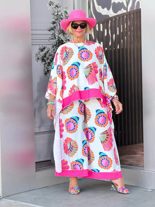 TROPICAL SEASHELL PALAZZO CATHYS RESORTWEAR