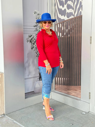 LULU-B CRIMSON RUFFLE TOP LULU-B